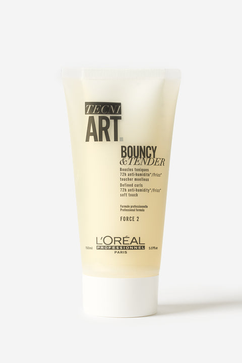 Un tube de crème pour boucles de couleur jaune de la marque L'Oréal Professionnel.