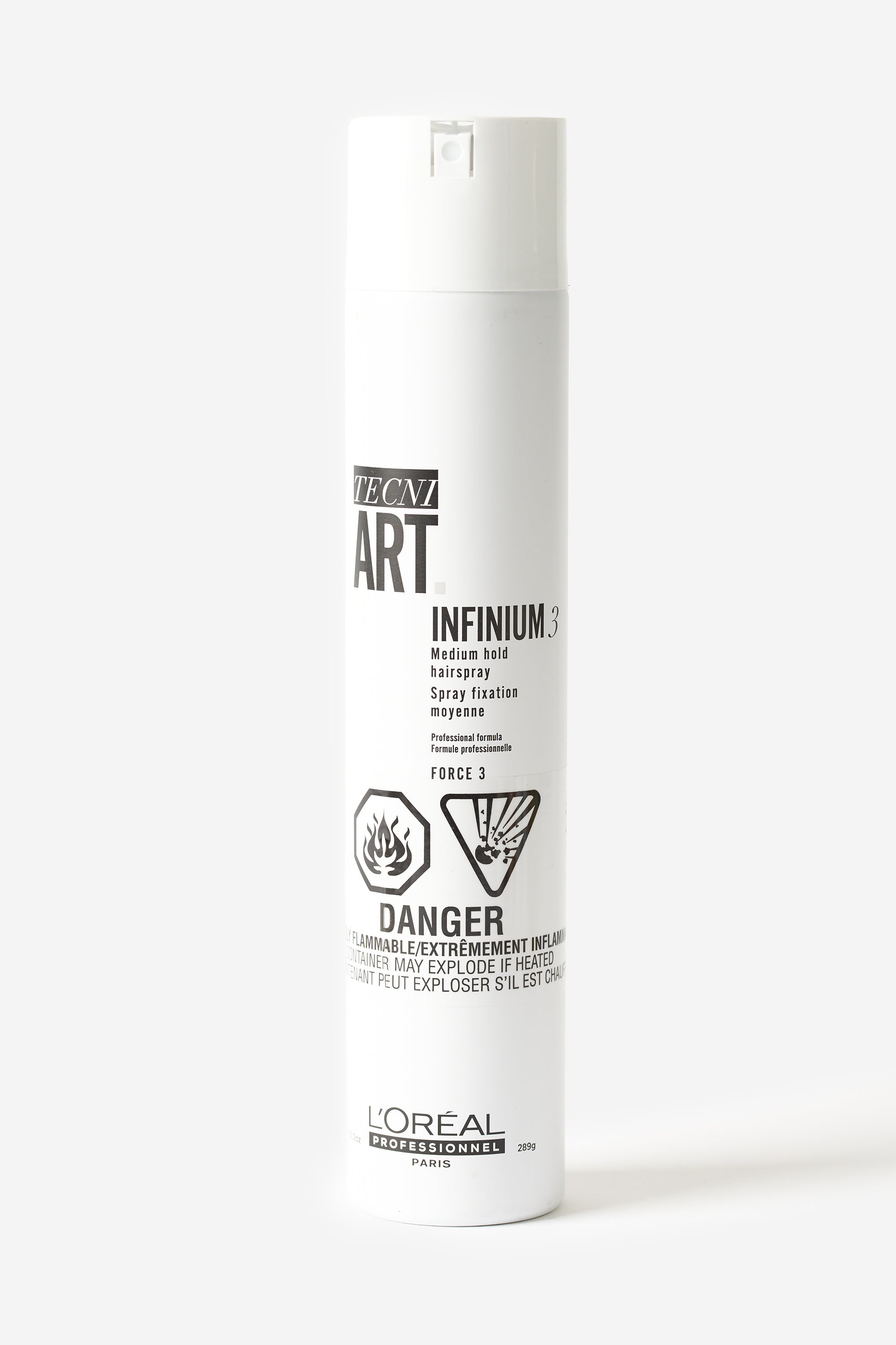 Le vaporisateur fixatif Infinium de force 3 de L'Oréal Professionnel.