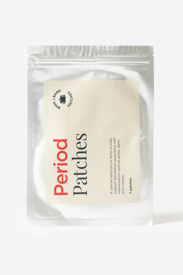 Les period patches de Ross J Barr sur un fond blanc